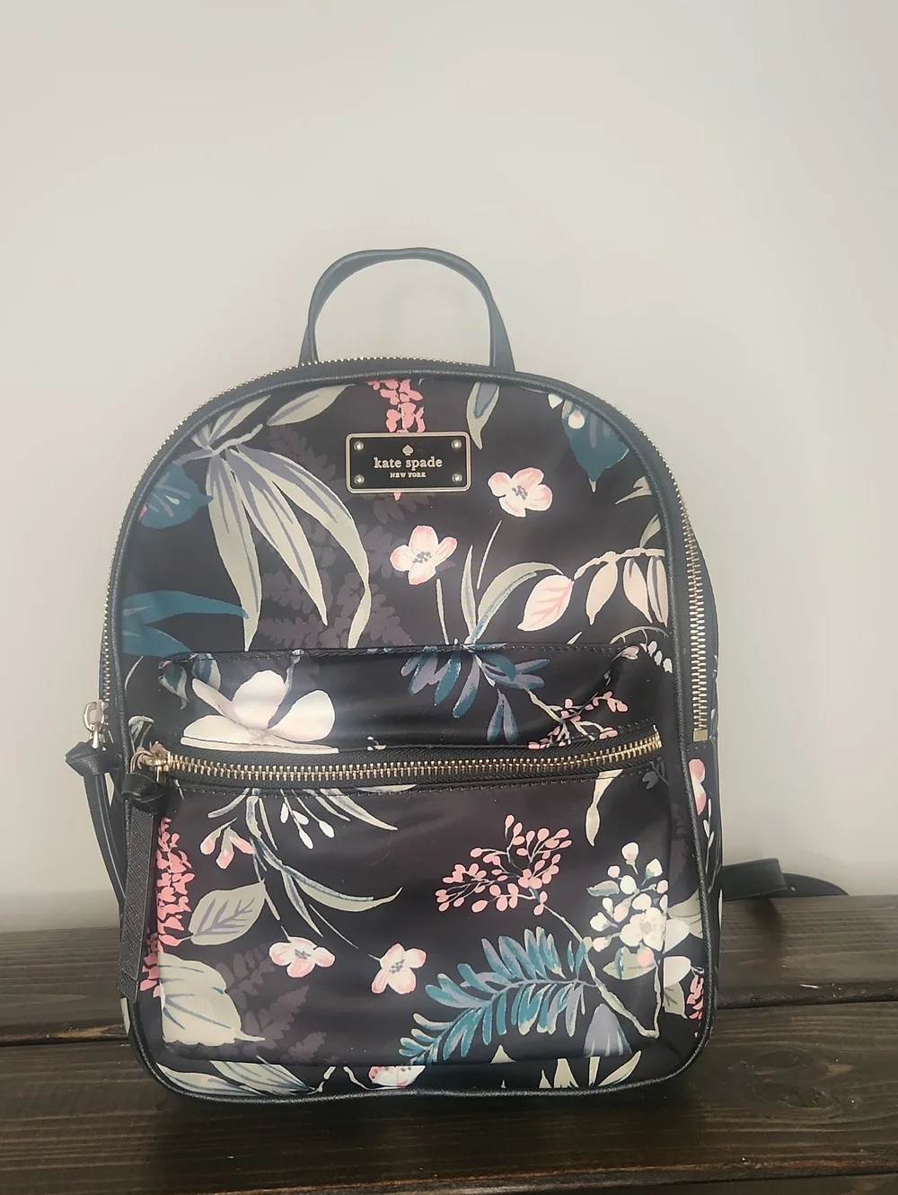 Kate Spade Black Floral Mini Backpack